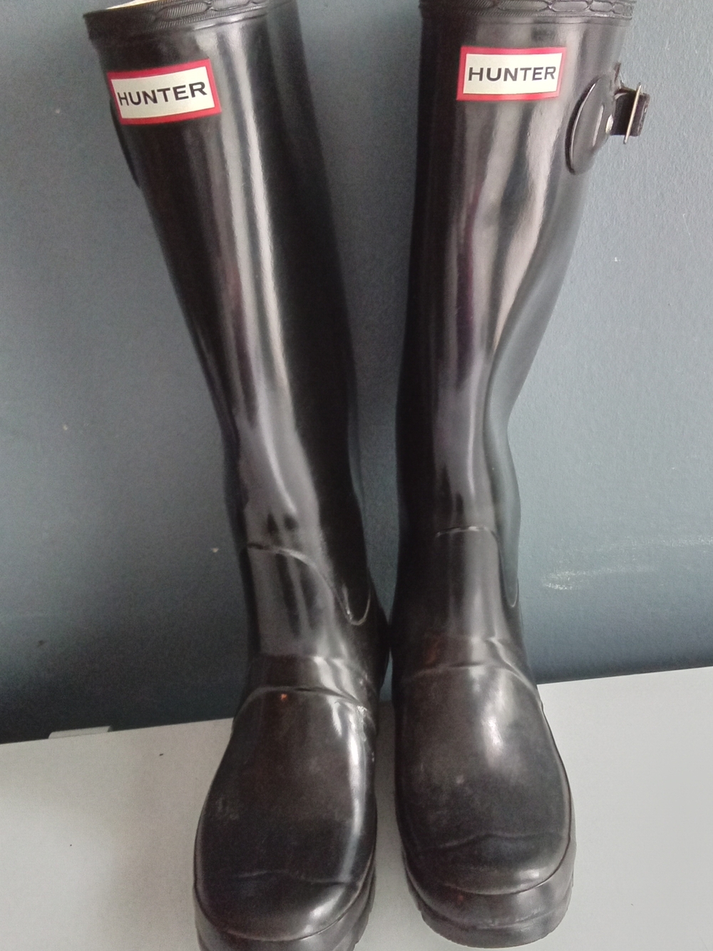 Hunter Women's Tall Black Gloss Rain Boots‎